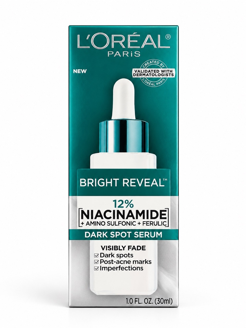 L'Oreal Bright Reveal Dark Spot Serum - Teal, White, Silver